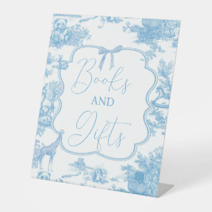 Blue White Toile de Jouy Bären Bücher und Geschenk Sockelschild