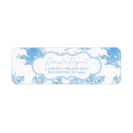 Blue White Toile de Jouy Bear Baby Dusche