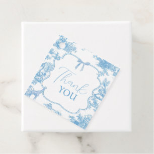 Blue White Toile de Jouy Bear Baby Dusche Geschenkanhänger