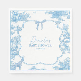 Blue White Toile de Jouy Bear Baby Dusche Serviette