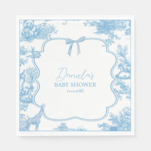 Blue White Toile de Jouy Bear Baby Dusche Serviette