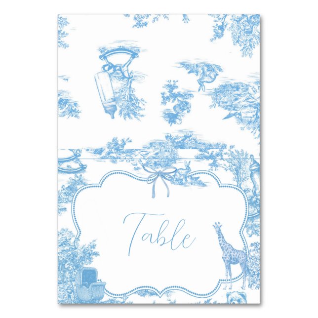 Blue White Toile de Jouy Französische Tischnummer (Vorderseite)