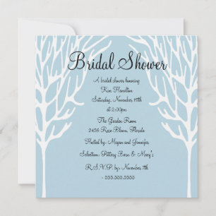 Blue & White Tree Design Bridal Dusche Einladung