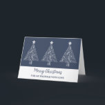 Blue White Trees Brother Frohe Weihnachten Karte<br><div class="desc">Frohe Weihnachten für Bruderkarte in modernem Marineblau mit verzierten Weihnachtsbaumabbildungen.</div>