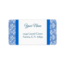 Blue White Vintag Damask Editierbares Adressetiket Adressaufkleber