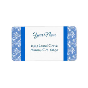 Blue White Vintag Damask Editierbares Adressetiket Adressaufkleber