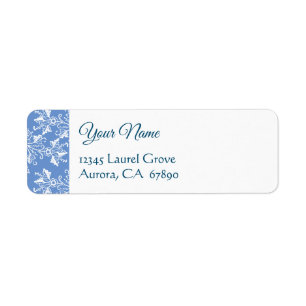 Blue White Vintag Damask Rücksendeadresse