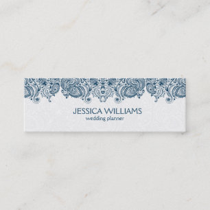 Blue & White Vintag Paisley Lace Wedding Planner Mini Visitenkarte