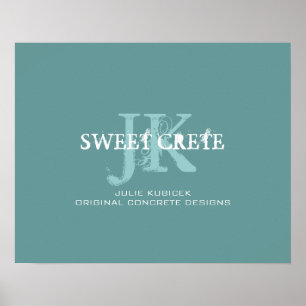 Blue White Vintag Shop Monogram Logo Poster