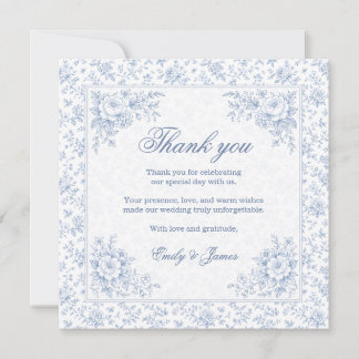 Blue & White Vintage Floral Wedding Thank you card Dankeskarte