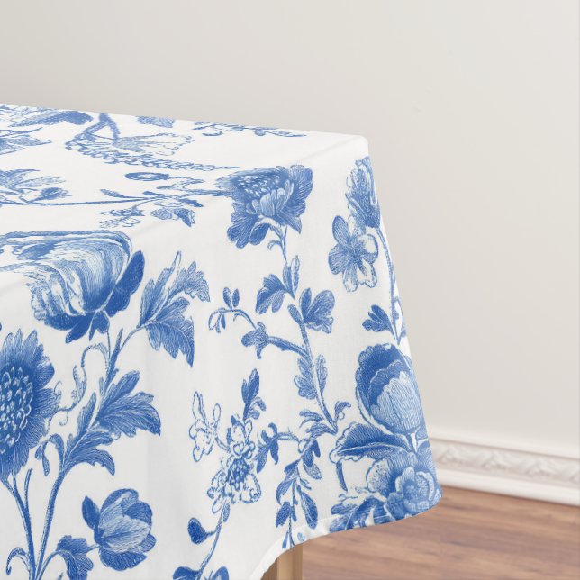 Blue White Vintage Toile Floral Tischdecke (Beispiel)