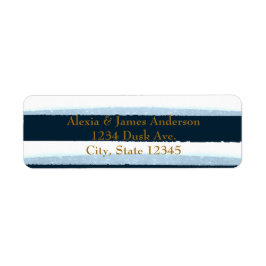 Blue & White Wassercolor Streifen Adressetiketten
