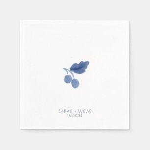 Blue & White Watercolor Botanische Hochzeit Napkin Serviette