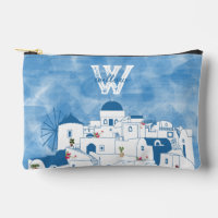 Blue & White Watercolor Santorini Griechenland Mon
