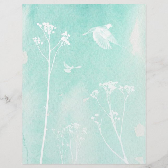 Blue & White Watercolor Scrapbook Paper (Vorderseite)