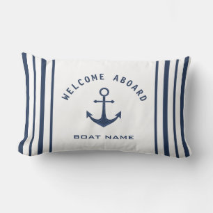 Blue White Welcome Bard Bootname Anchor Lendenkissen