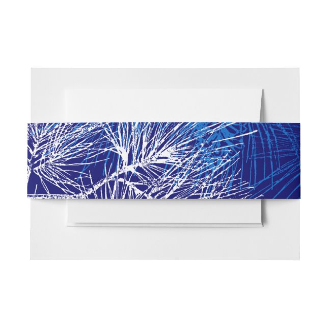Blue White Winter Holiday Pine Pattern Bands Einladungsbanderole (Vorderseite Beispiel)