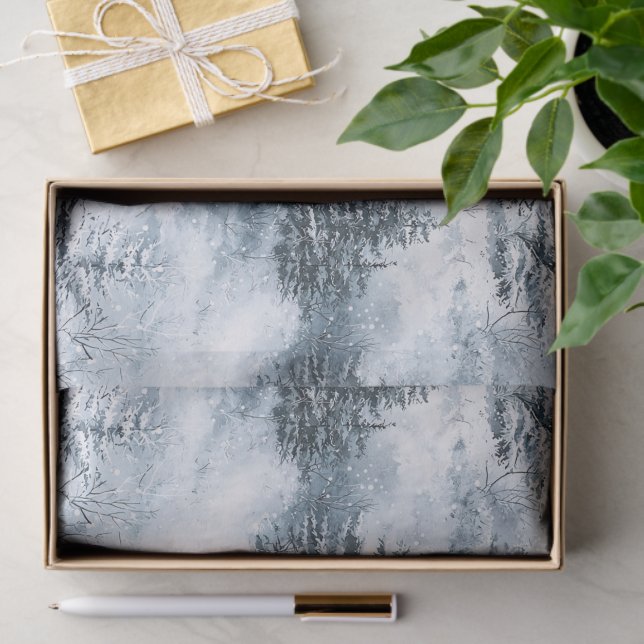 Blue White Winter Snow Weihnachtsbaumen Seidenpapier (Geschenk)