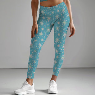 Blue White Winter Snowflake Weihnachtsfest Spaß Leggings