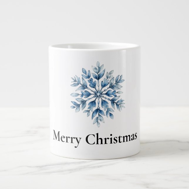 Blue White Winter Snowflakes Weihnachten Jumbo-Tasse (Vorderseite)