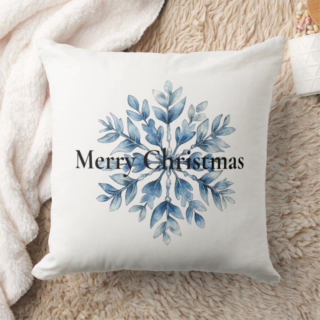 Blue White Winter Snowflakes Weihnachten Kissen (Decke)