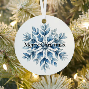 Blue White Winter Snowflakes Weihnachten Ornament Aus Metall