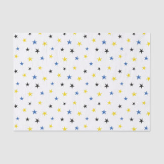 BLUE WHITE YELLOW STARS SEIDENPAPIER