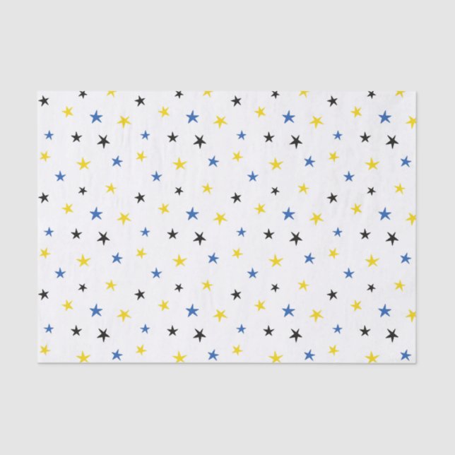 BLUE WHITE YELLOW STARS SEIDENPAPIER (Vorderseite)