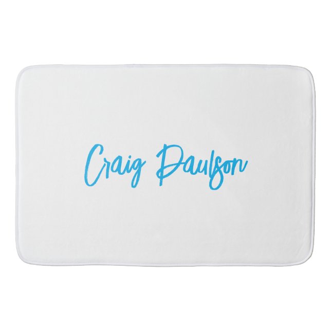 Blue White Your Name Calligraphy Einzigartig Minim Badematte (Vorderseite)