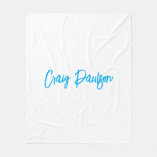 Blue White Your Name Calligraphy Einzigartig Minim Fleecedecke