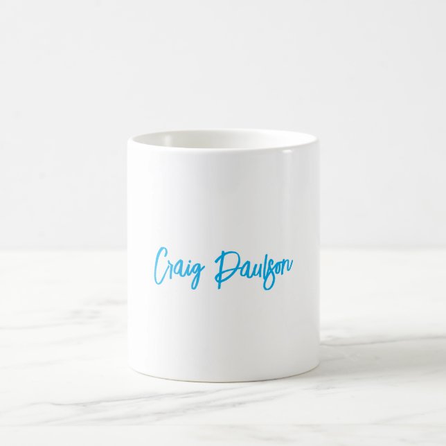 Blue White Your Name Calligraphy Einzigartig Minim Kaffeetasse (Mittel)