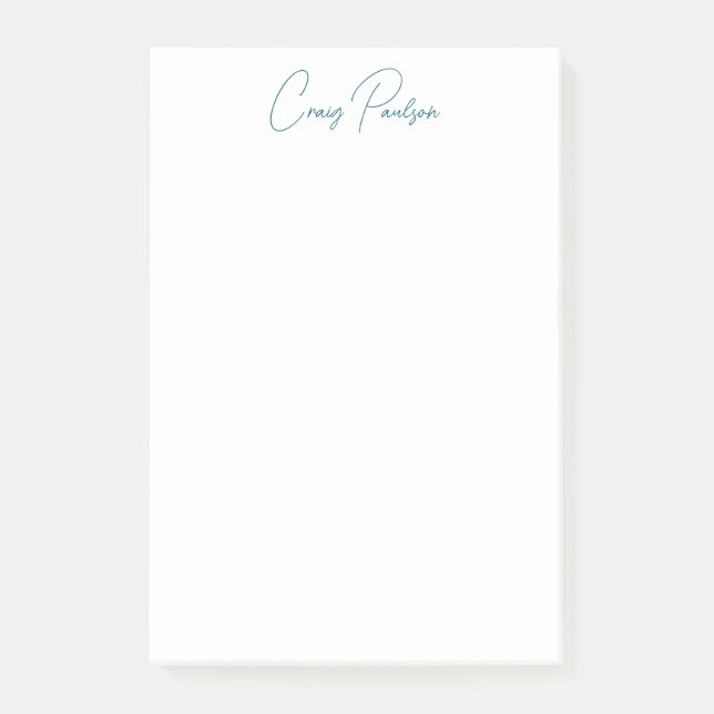 Blue White Your Name Calligraphy Einzigartig Minim Post-it Klebezettel (Vorderseite)