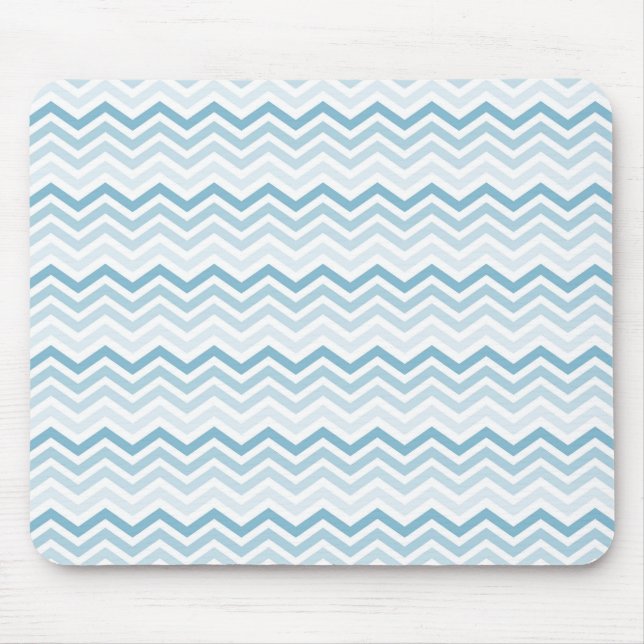 Blue White Zickzack Ombre Mousepad (Vorne)