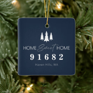 Blue White Zuhause Sweet Zuhause Foto Zip Code Keramikornament