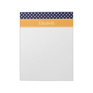Blue Wht Polka Dots Cantaloupe Name Monogram Notizblock