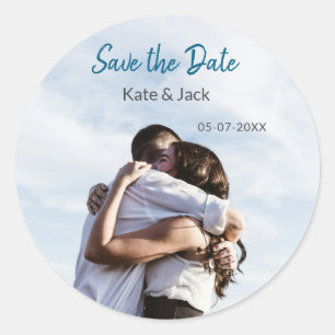 BLUE WHUE CLASSIC SCAN SAVE THE DATE RUNDER AUFKLEBER