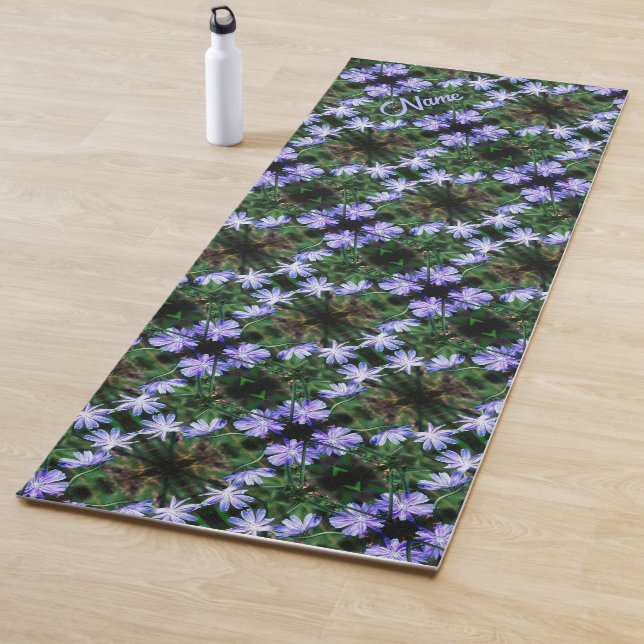 Blue Wild Chicory Blume Muster Personalisiert Yogamatte (Beispiel)