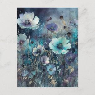 Blue Wild Field Blume Art Postkarte