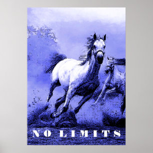 Blue Wild Horses Motivierend No Limits Artwork Poster