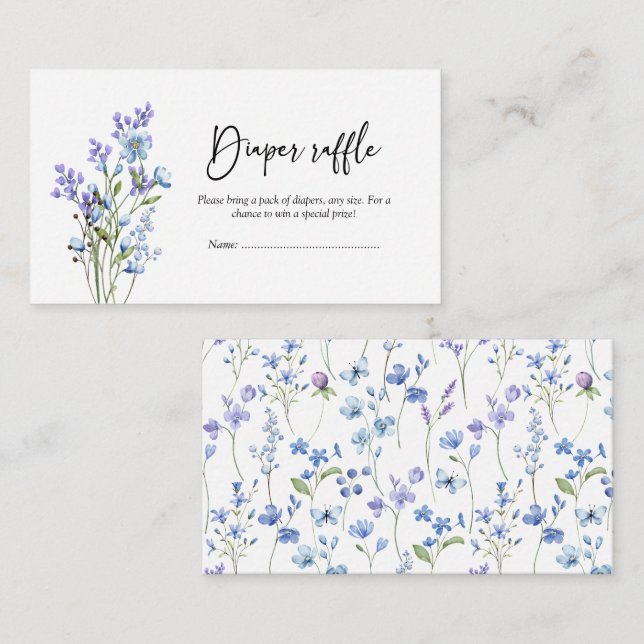 Blue Wildblume Baby Duschdusche Windelwanne Begleitkarte (Vorne/Hinten)