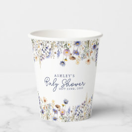 Blue Wildblume Boho Watercolor Babydusche Pappbecher