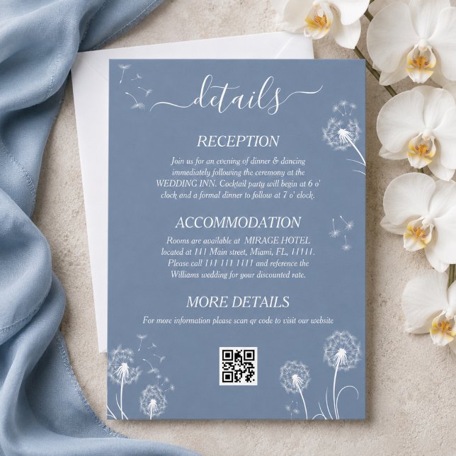 Blue Wildblume Boho Wedding Details Begleitkarte (Von Creator hochgeladen)