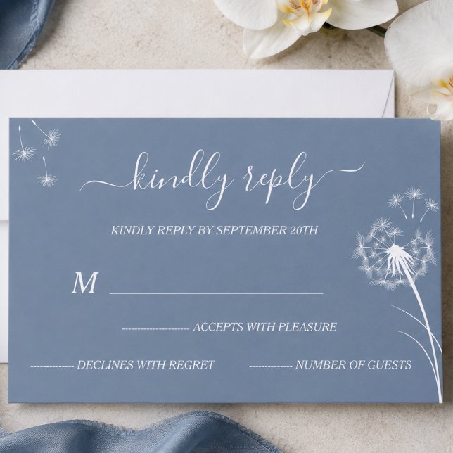 Blue Wildblume Boho Wedding RSVP Karte (Von Creator hochgeladen)