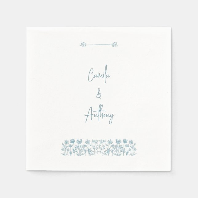 Blue Wildblume Boho Wedding Serviette (Vorderseite)