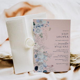 Blue Wildblume boho Winter Baby Dusche Einladung