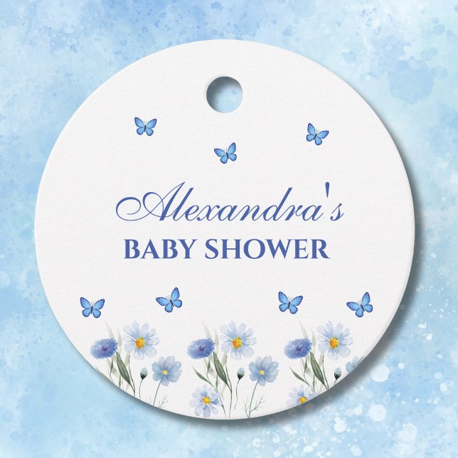 Blue Wildblume Butterfly Baby Dusche Danke Geschenkanhänger (Von Creator hochgeladen)