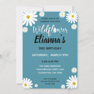 Blue Wildblume Daisy Girl Geburtstagseinladung Einladung