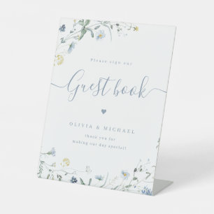 Blue Wildblume Drehbuch rustikal Wedding Gästebuch Sockelschild