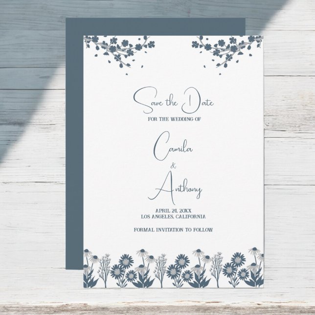 Blue Wildblume Floral Boho Wedding Einladung (Von Creator hochgeladen)