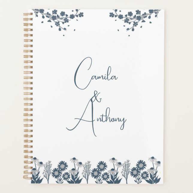 Blue Wildblume Floral Boho Wedding Planer (Vorderseite)